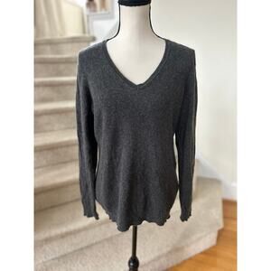 Morgan Taylor Grey Cashmere Long Sleeve V-Neck Sweater